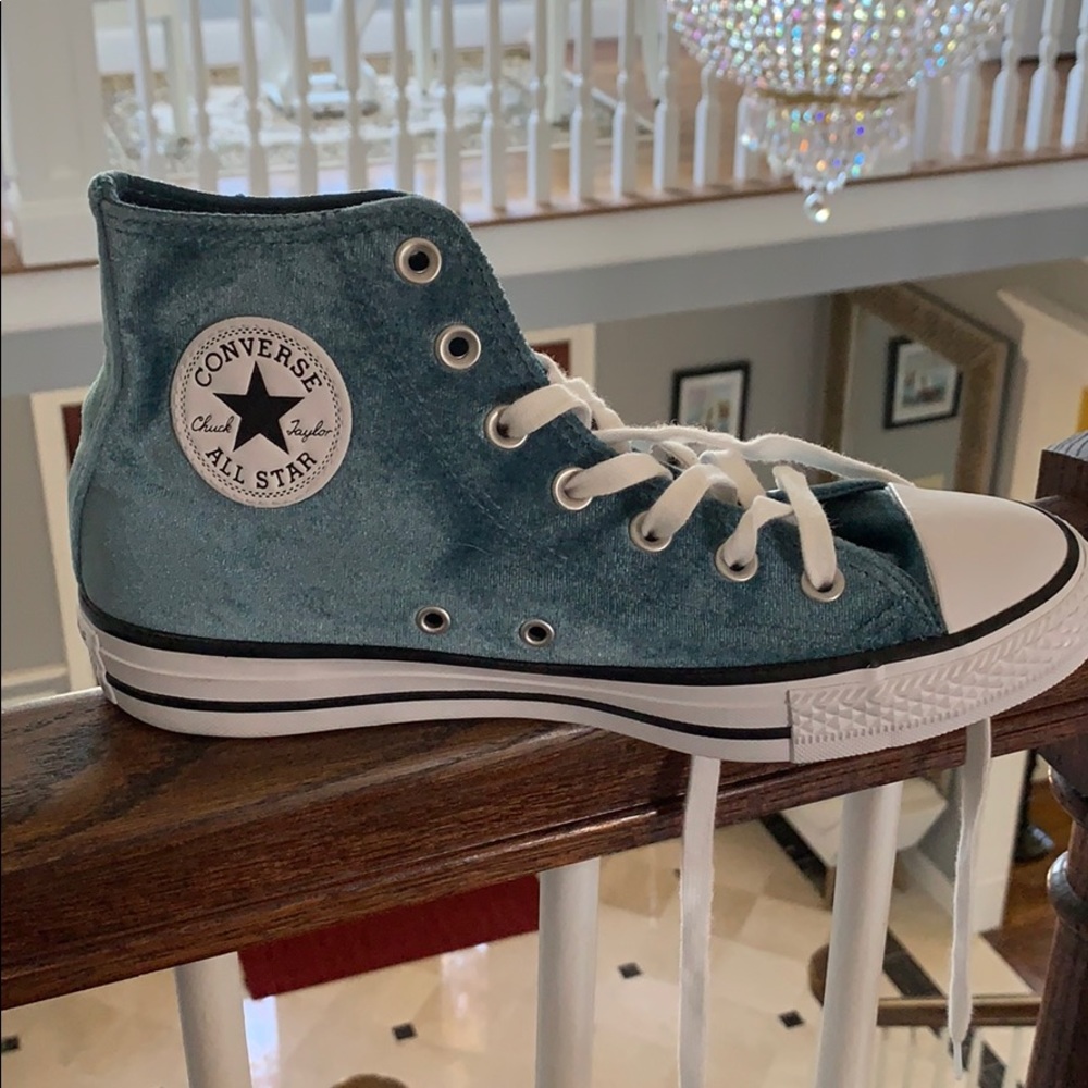 Blue Velvet High Top Chuck Taylor Converse Size 8